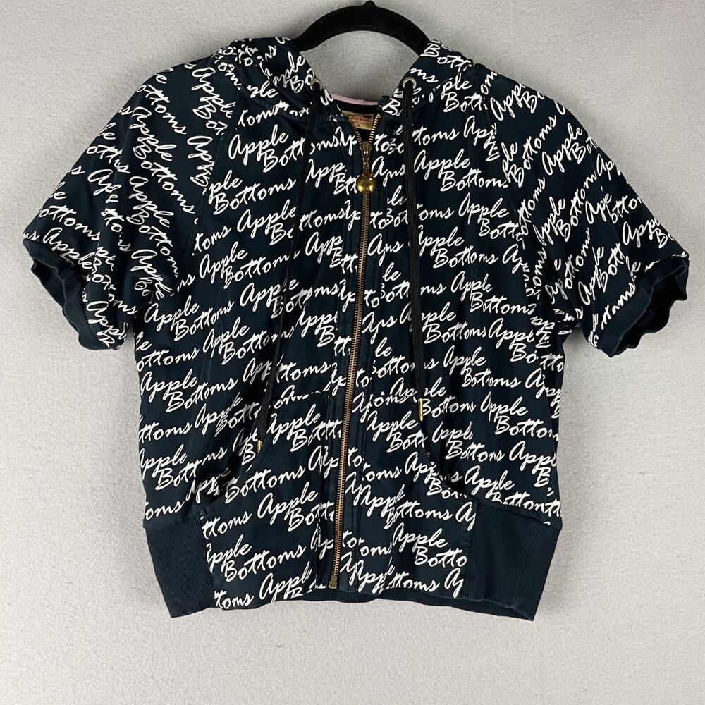 Vintage Apple Bottoms Hoodie Womens Large Blue Crop Full Zip AOP‎ Street Y2k 90s